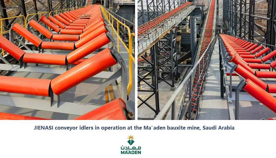 JIENASI conveyor idlers in operation at the Ma’aden bauxite mine, Saudi Arabia